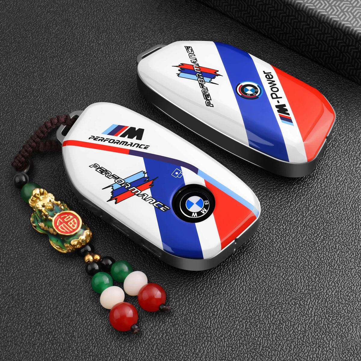 BMW Key Fob Case – G Type New-Generation Key, Motorsport Stripe Design with Keychain Options