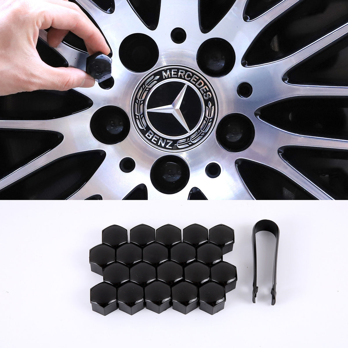 Mercedes-Benz Wheel Lug Nut Covers – 20 pcs, 7 Colors