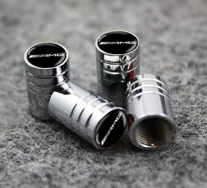Mercedes-Benz Chrome Tire Valve Stem Caps – 5 Logo Designs, Set of 4