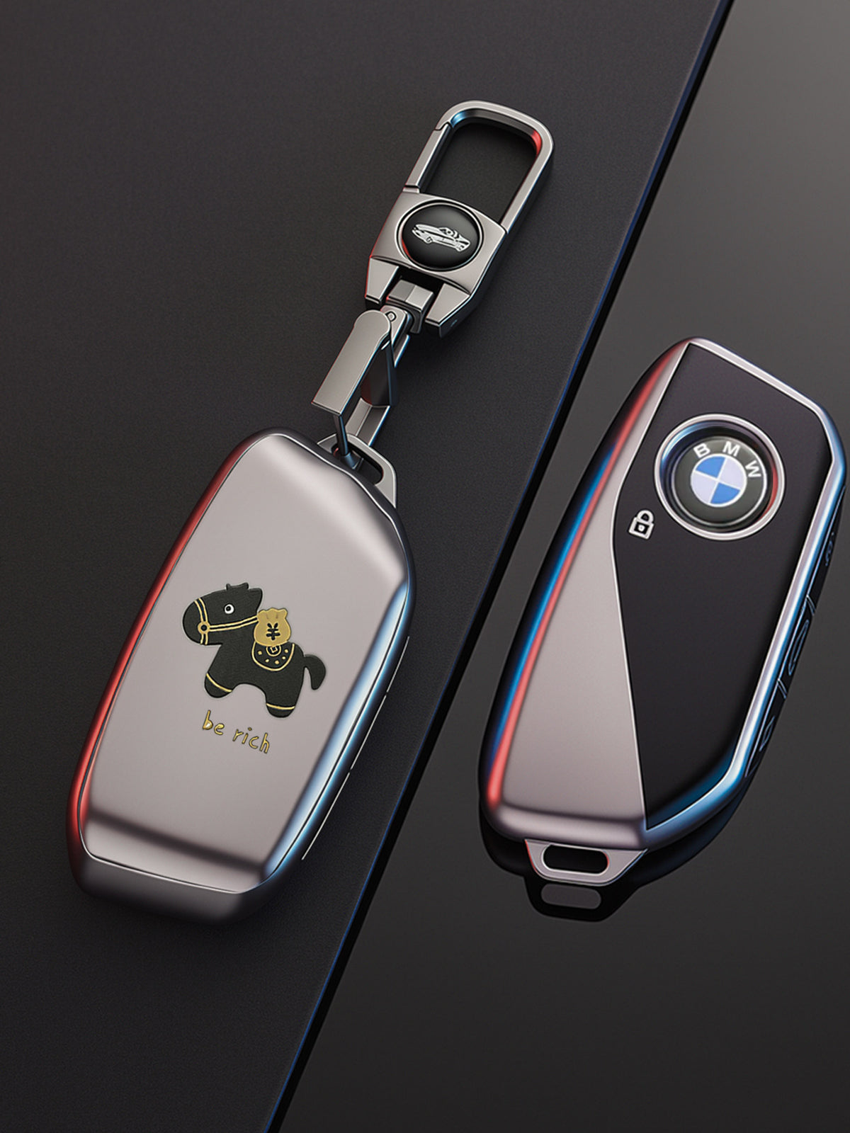 BMW Key Fob Case – G Type New-Generation Smart Key, Lucky Horse Design with Keychain Options