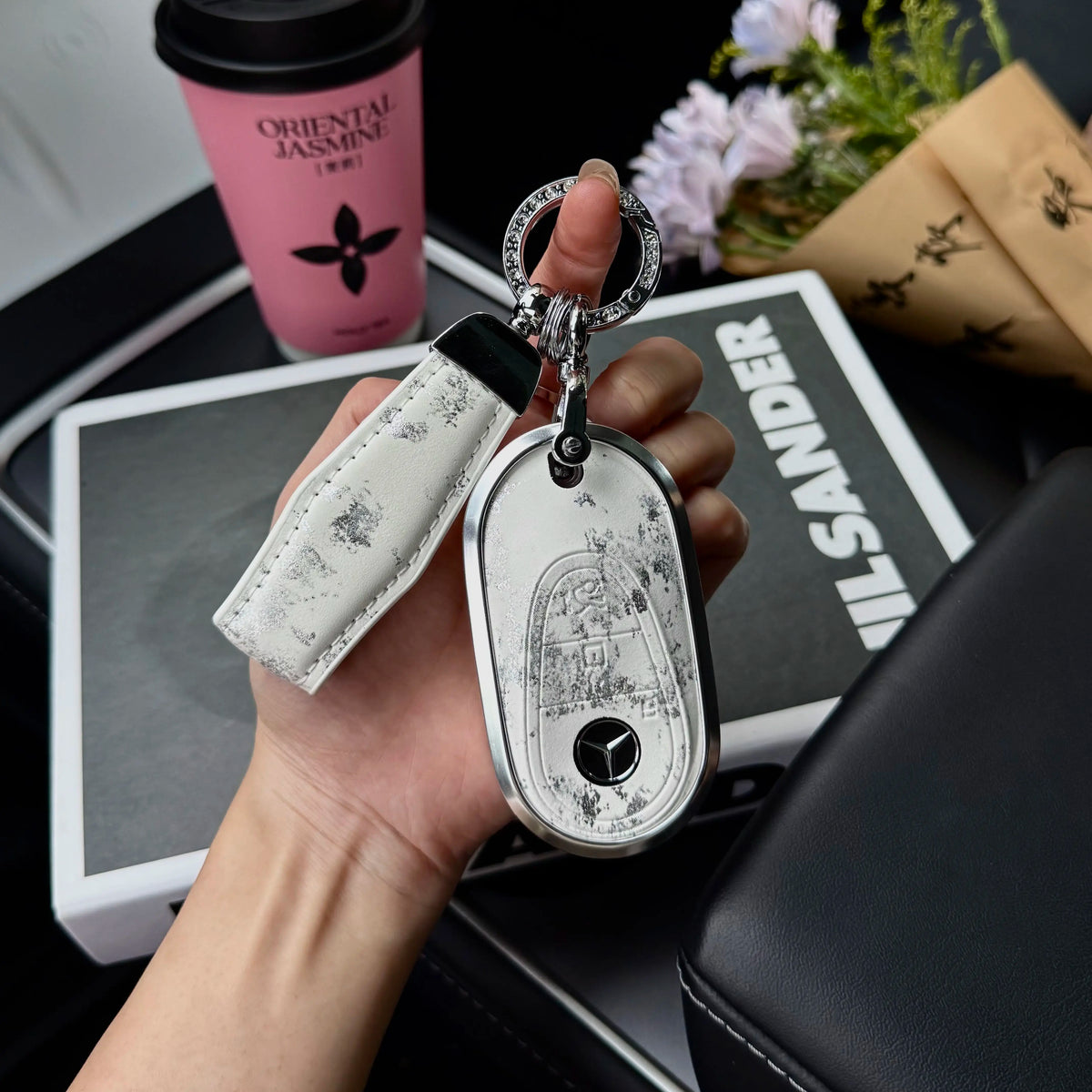 Mercedes-Benz 3D Ink & Marble Key Case with Alloy Edge – New Oval Smart Key