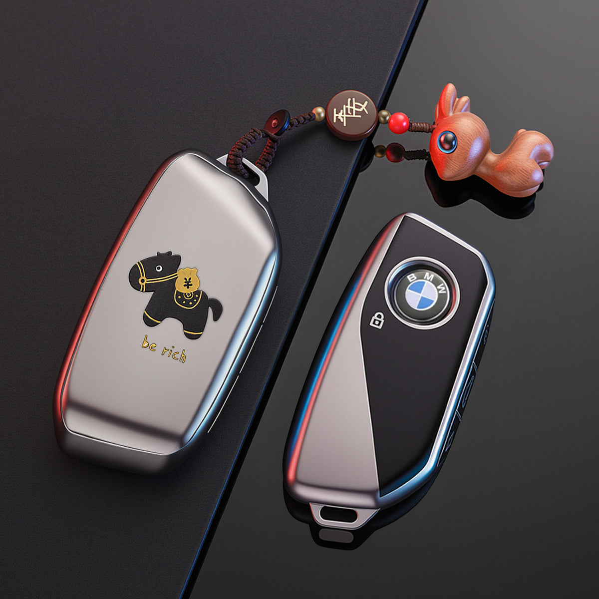 BMW Key Fob Case – G Type New-Generation Smart Key, Lucky Horse Design with Keychain Options