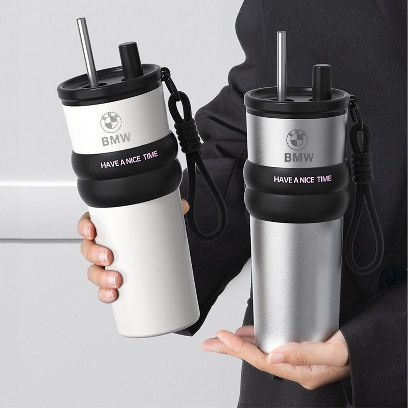 Insulated Tumbler 710ml with Straw for BMW Fans, Steel or Ceramic Liner