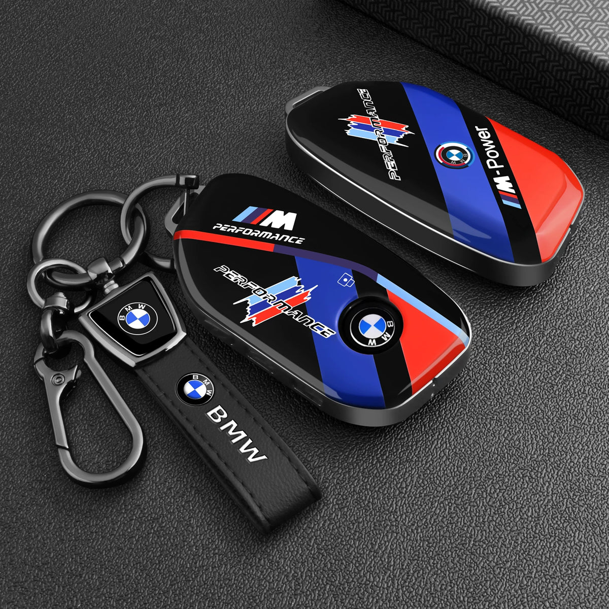 BMW Key Fob Case – G Type New-Generation Key, Motorsport Stripe Design with Keychain Options