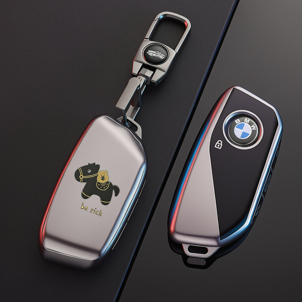 BMW Key Fob Case – G Type New-Generation Smart Key, Lucky Horse Design with Keychain Options