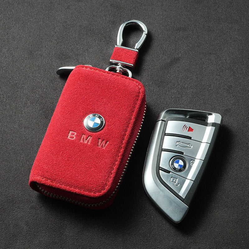 Suede Zip Key Case for BMW, Universal Fit for Most Key Fobs