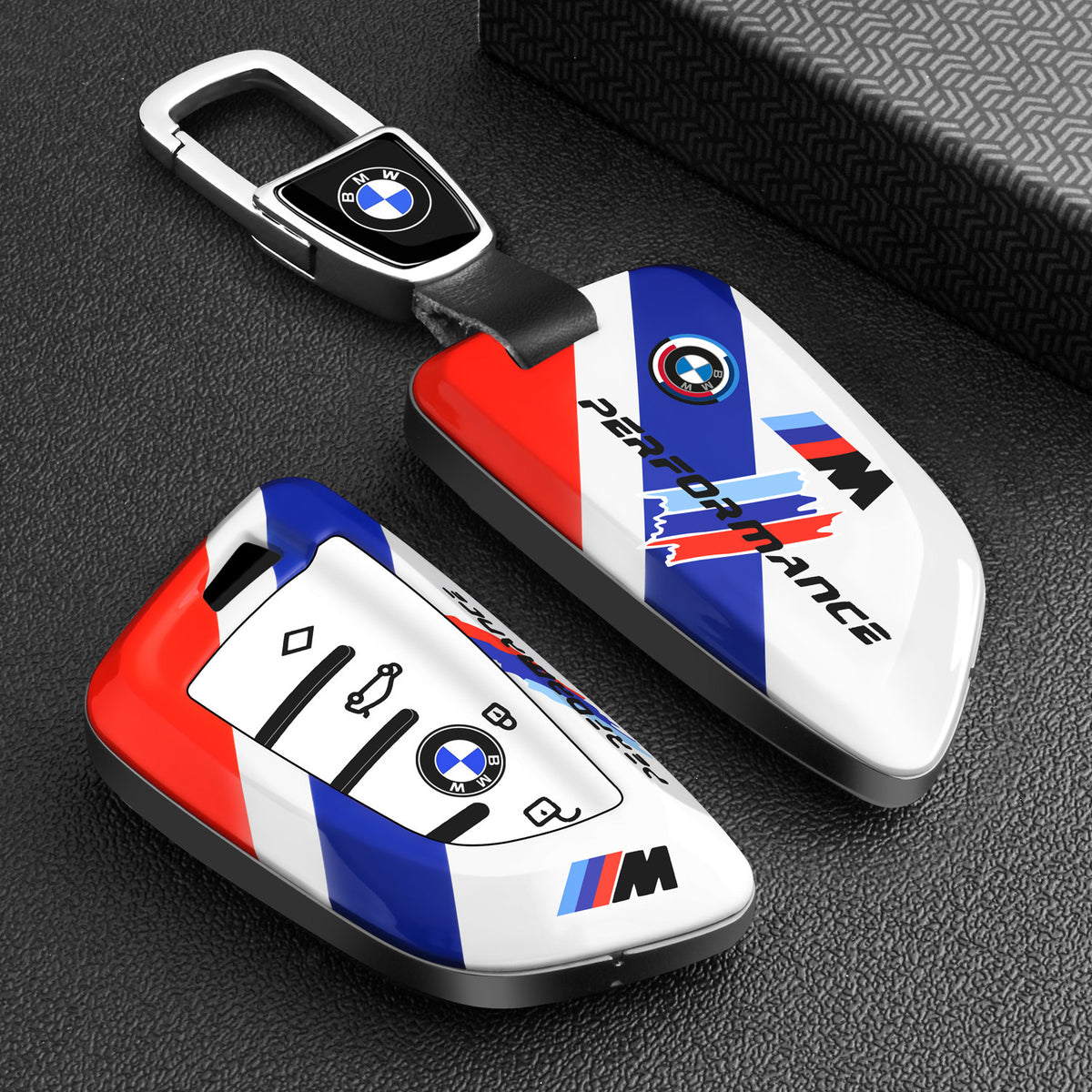 BMW Key Fob Case – A Type Blade Key, Motorsport Stripe Design with Keychain Options