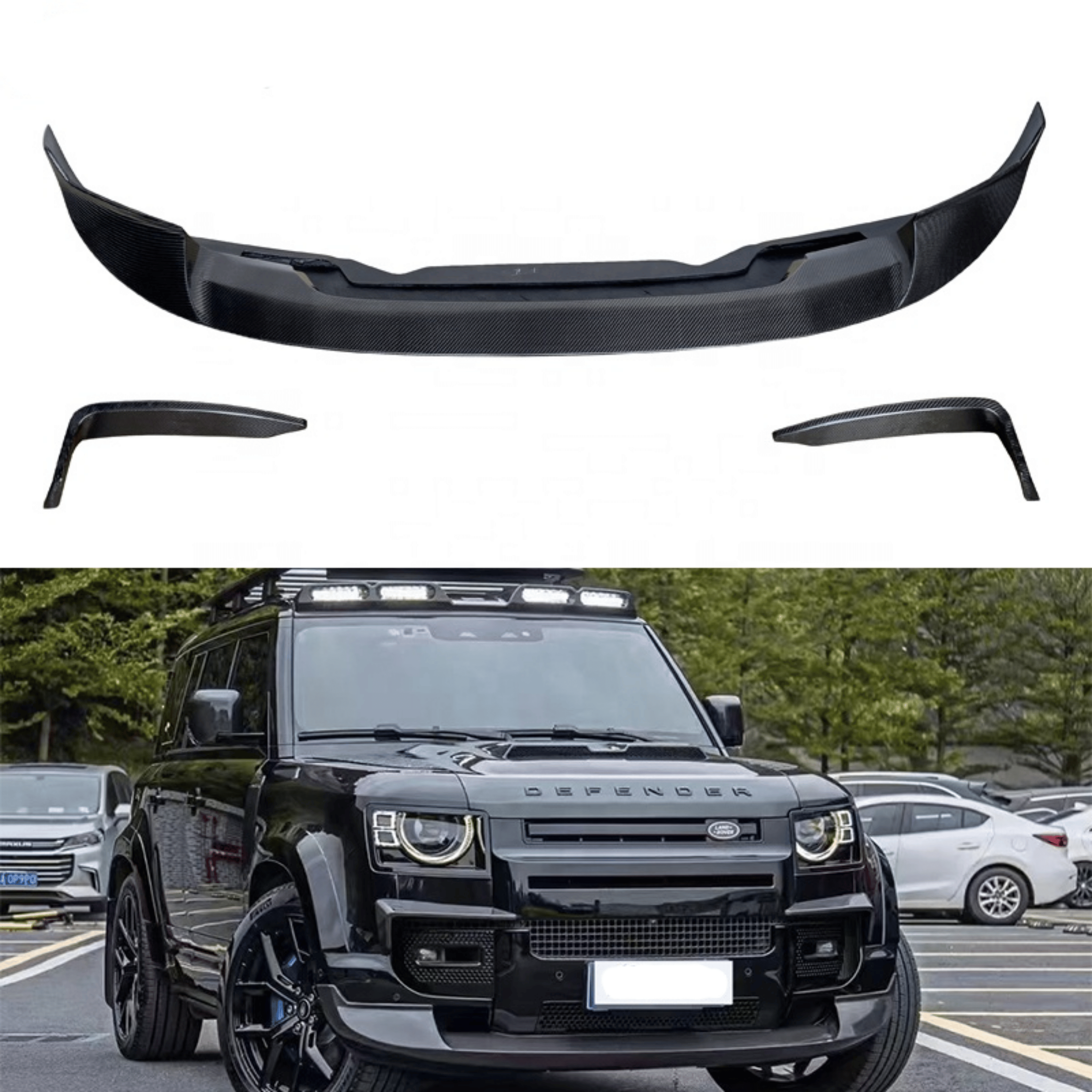 Carbon Fiber Front Lip Spoiler for Land Rover Defender (2020+) – Sport Aero Upgrade Kit