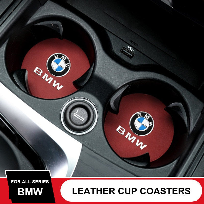BMW leather cup holder coaster