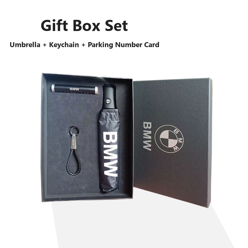 Gift Box Set for BMW Owners: Insulated Bottle, Umbrella, Keychain, Parking Card