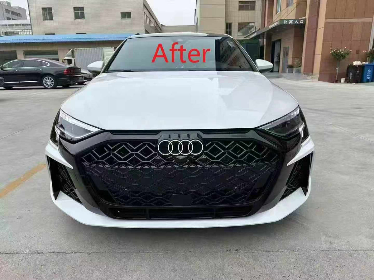 Audi A3 8Y (2024–2026) to RS3 Style Body Kit – Front & Rear Bumpers, Honeycomb Grille, Fenders, Side Skirts & Diffuser