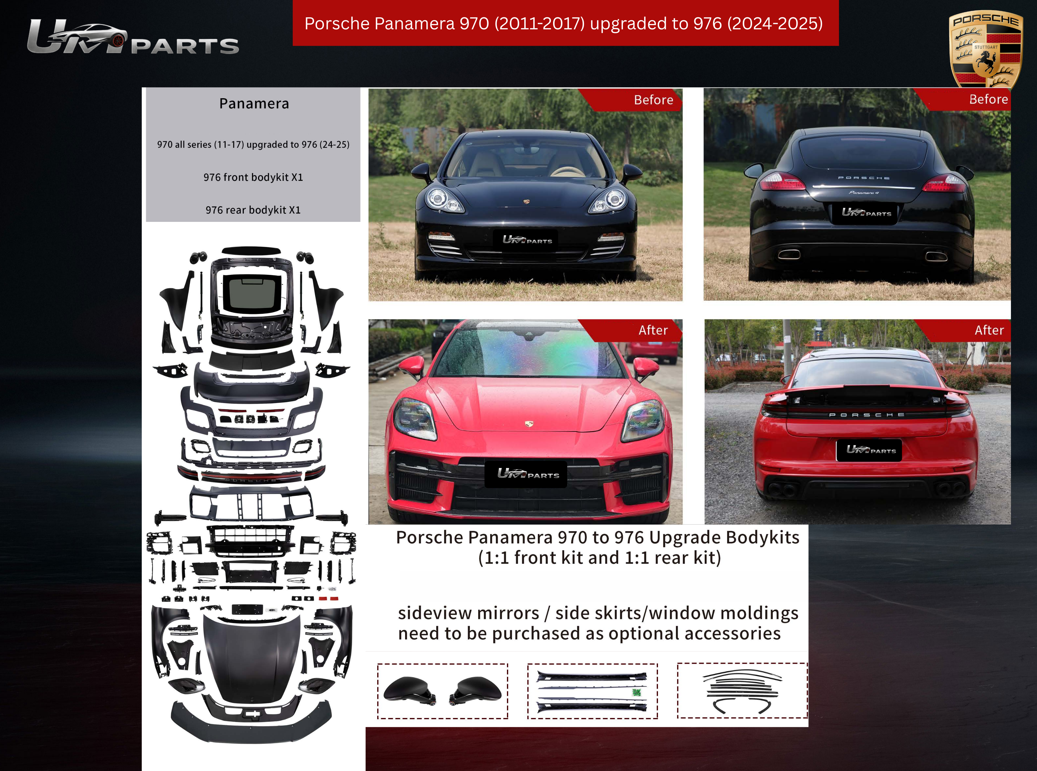 Panamera 970 (2011–2017) to 976 (2024–2025) Style Body Kit – Full Conversion Upgrade | UMPARTS